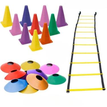 Imagem de Kit 10 Cones 24cm + 10 Chapéu Chinês + Escada de Agilidade - Atack