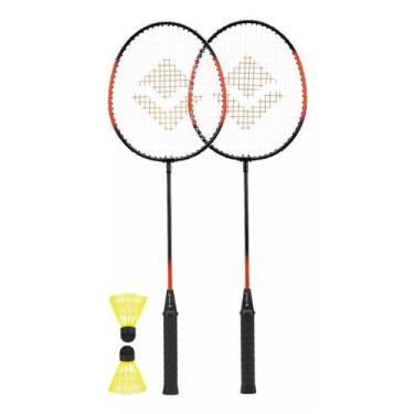 Imagem de Kit Badminton Completo 02 Raquetes e 02 Petecas de Nylon Vollo