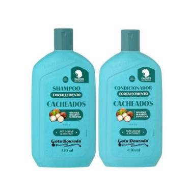 Imagem de Kit Shampoo e Condicionador Cabelo Cacheado Anti Volume - Gota Dourada