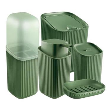 Imagem de Kit Banheiro 5 peças Lixeira de Pia Porta Algodão Saboneteira Porta Sa