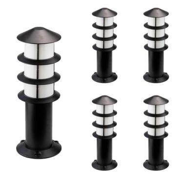 Imagem de Kit 5 Poste Balizador Oriental Externo 35cm Preto Alumínio Germany