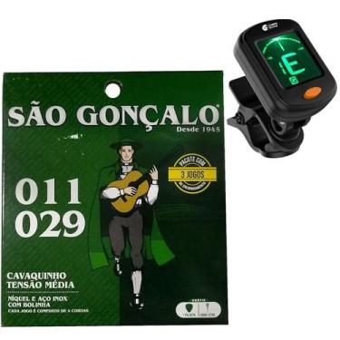 Imagem de Kit 3 jogos de cordas cavaco são gonçalo níquel com bolinha extra cord