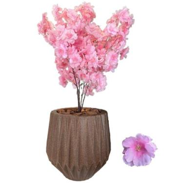 Imagem de Flor Cerejeira Pessegueiro Artificial Buque Com Vaso Planta - Flor Imp