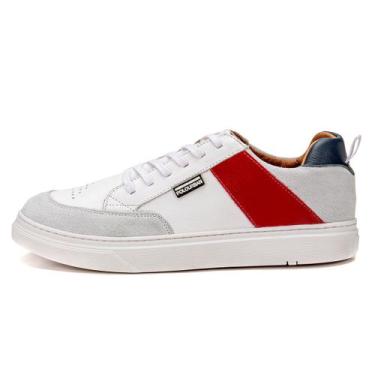 Imagem de Tênis Masculino Casual Oásis Branco/Vermelho Polo Urban, 44, Branco, M