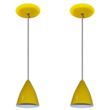 Imagem de Lustres pendentes  Amarelo cozinha americana balcão sala alumínio Par 