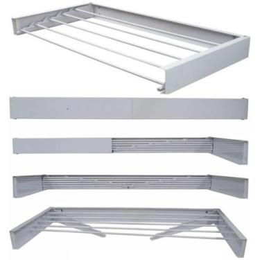 Imagem de Varal magico 50cm 4 varetas aluminio dobravel branco area servico - LO