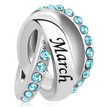 Imagem de MiiFort Berloque feminino com três voltas de pedras de aniversário compatível com pulseiras Pandora presente família aniversário de Natal filha irmã, Cobre, Zircônia cúbica