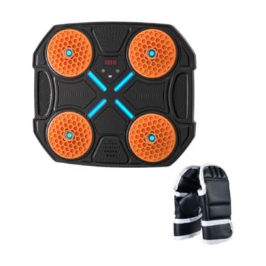 Imagem de Aymzbd Máquina de Boxe Musical Infantil, Parede de Boxe Musical, Alvo, Treinamento de Agilidade, Treinamento de Boxe Inteligente para Exercícios de Taekwondo, Laranja com Luvas