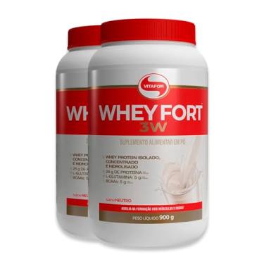 Imagem de Kit 2 Whey Fort 3W Neutro Vitafor 900g