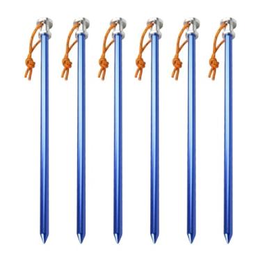 Imagem de Pegciuho 5x Parafuso em Estacas de Tenda Estacas de Solo com Correia Estacas de Tenda Perfuráveis Âncoras de Solo para Pátio Caminhadas Mochila Camping, Azul
