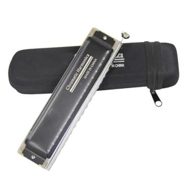 Imagem de Para Iniciantes harmônica 16 Buracos 64 Tons Gaita Cromática Boca Órgão Chave C Profissional Instrumentos Musicais Harpa Cromática