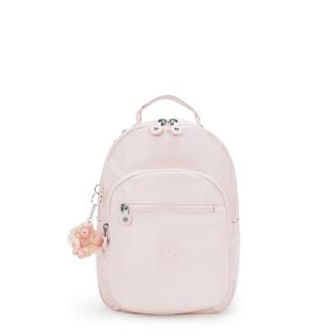 Imagem de Kipling Seoul Mochila pequena impressa para tablet, Brilho rosa, 10.5''L x 13.75''H x 6.75''D, Kipling Mochila feminina Seoul S