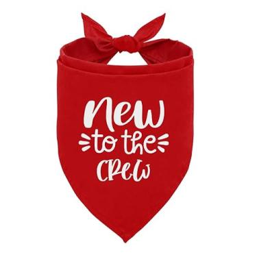 Imagem de Bandana New to The Crew Dog - Vermelho, Engraçado, Lindo Cachecol Triângulo para Cães Pequenos, Médios e Grandes - Acessórios para Animais de Estimação, Presente para Amantes de Cães (D59)