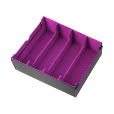 Imagem de Kokiya Caixa de armazenamento de cartões Grande capacidade Porta-cartões Couro PU Pode conter mais de 2.400 cartões Caixa divisora de cartões Organizador de, Roxo