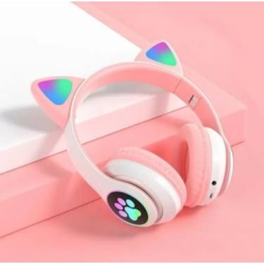 Imagem de Fone headfone orelha gato led smartphone gatinho