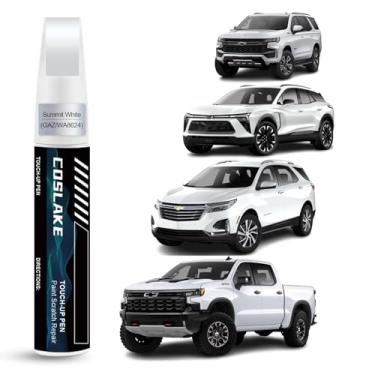 Imagem de COSLAKE Tinta de retoque de carro (branco Summit (GAZ/WA8624)) para Chevrolet, kit de reparo de arranhões de pintura de carro, solução rápida e fácil de reparar, caneta removedor de arranhões 2 em 1