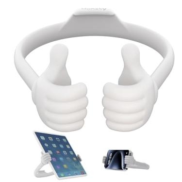 Imagem de Honsky Suporte para tablet Thumbs Up, suporte de monitor portátil para desktop, suporte de exibição de tablet para mesa, universal, fofo, branco