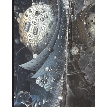 Imagem de Math Notebook Cornell Notes & 4x4 Graph Paper 8.5"x11" 150 Pages: Fractal World Fantasy Cover Design