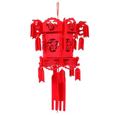 Imagem de Lanterna Chinesa de Feltro, DIY Red Fu Puzzle Lanterna de Vela Decorativa de Ano Novo Dant Decorações de Jardim Doméstico Mid Autumn Festival WParty Room Ornaments Hollow Inlaid