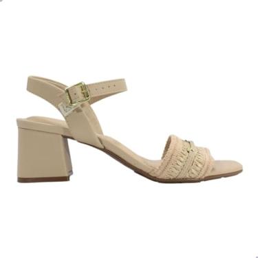 Imagem de Sandália Feminina Modare Renda Salto Grosso Bege - 35