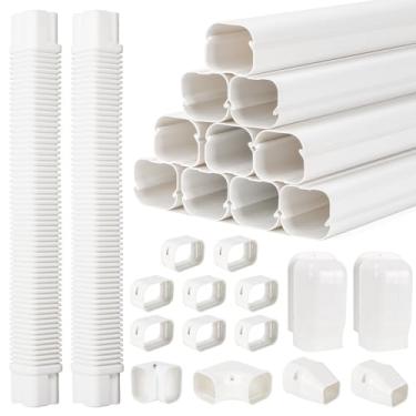 Imagem de Mini conjunto de capas de linha dividida, kit de cobertura de linha de PVC de 7,6 cm e 20 pés para mini condicionadores de ar e bombas de calor sem duto externo com duto flexível