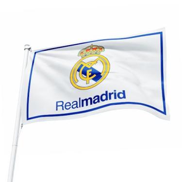 Imagem de Bandeira do Real Madrid 3x5 pés futebol durável interior ou exterior futebol futebol 2 ilhós