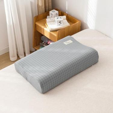 Imagem de Capa de travesseiro de látex macio de algodão, capa de travesseiro de látex, cor sólida, fronha de dormir xadrez para travesseiro de espuma de memória 30x50cm, A2