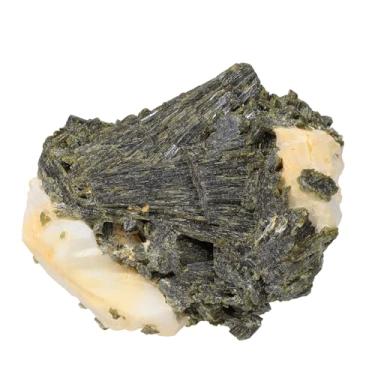 Imagem de Rockcloud Aglomerado de cristal de turmalina verde natural para meditação Reiki, amostra mineral de pedra crua irregular para decoração de casa, 450 a 600 g