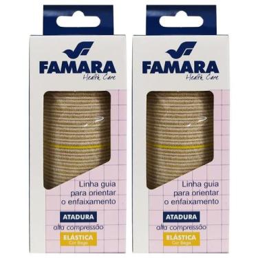 Imagem de Kit 2 Atadura Elástica Alta Compressão 15Cm X 1,30M Cor Bege - Famara
