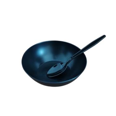 Imagem de Kit 10 Cumbucas Tigelas Bowl Multiuso Caldo Sopa e Sobremesa Preta 380ml com colher