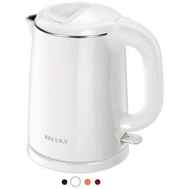Imagem de Chaleira Elétrica 1L em Aço Inoxidável com Desligamento Automático e Proteção Contra Fervura, Branca, 110v, SECURA SWK 1001DW, Branco