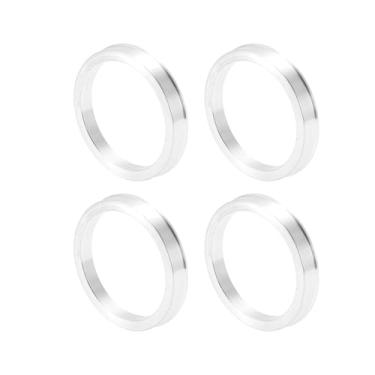 Imagem de INFINAUTO Anéis centralizados no cubo da roda do carro OD 68,1 mm para ID 57,1 mm eixo central de rodas amortecedores Hubrings liga de alumínio tom prata durável