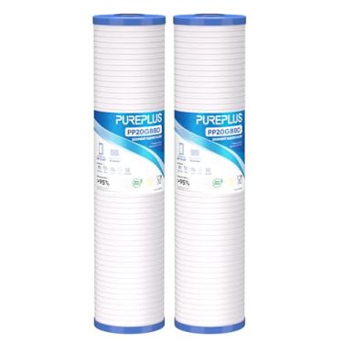Imagem de PUREPLUS Filtro de água residencial de sedimentos de 50,8 cm x 11,4 cm para toda a casa, cartucho de sedimentos ranhurados, substituição para Aqua-Pure AP810-2, pacote com 2