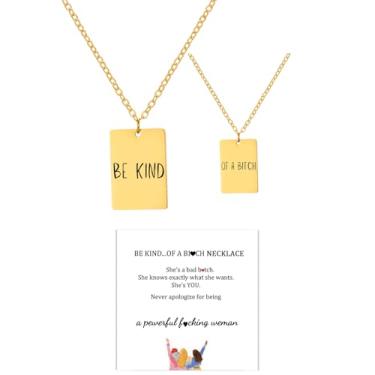Imagem de LIU JUN Be Kind Of A B Colares para mulheres, To Best Friends Sorority Sisters Pingente de Moeda de Ouro Inspirador com Mensagem Gravada Pulseira de Aço Inoxidável Amizade Joias Presente, Large, Aço