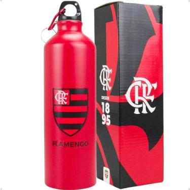 Imagem de Garrafa Flamengo De Alumínio 750ml  Com Prendedor Mileno Vermelho Fosc