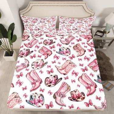 Imagem de Jogo de lençol de cama cowgirl, estilo princesa, laço rosa, laço alto, sem lençol de ci...