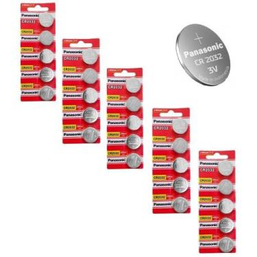 Imagem de Kit 5 Cartelas Pilhas Baterias Panasonic CR2032 3V 25 Unid.