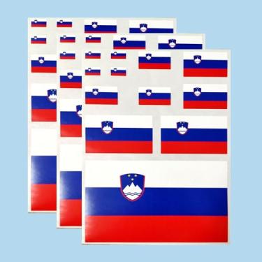 Imagem de Ruoming Ruoming Conjunto de adesivos de bandeira nacional de 3 peças, vários tamanhos, 3 folhas (Eslovênia)