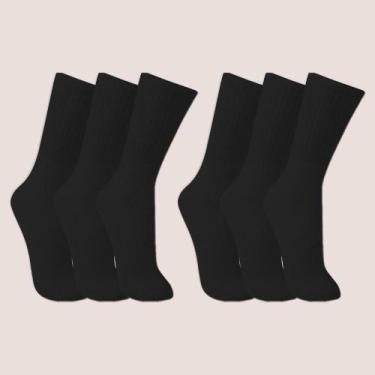 Imagem de Kit 6 Pares Meia Trifil Cano Alto Algodão Unissex, Preto, 39 a 43