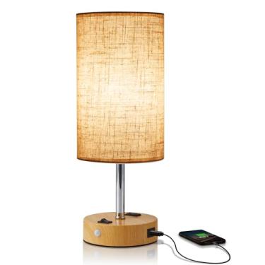 Imagem de lifeholder Luminária Com Sensor De Movimento, Luminária Usb Inclui Uma Lâmpada Led, Luminária De Tecido Embutida Em 1 Porta Usb 1 Tipo C E 1 Tomada Ca, Ideia De Luminária De Cabeceira Para Quarto, C