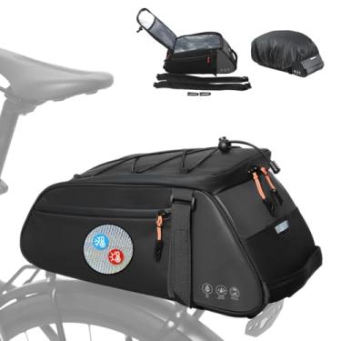 Imagem de Danuosie Bolsa traseira isolada para bicicleta com capa de chuva, mochila impermeável de 10 L, bolsa de ombro para bicicletas, bolsa refletiva de armazenamento de assento de ciclismo para itens