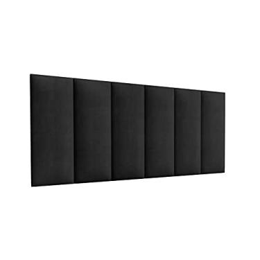 Imagem de Cabeceira Modulada Suspensa Embutida Parede Estofada Macia Suede Cama Box Casal Quarto (Preto, 140cm)