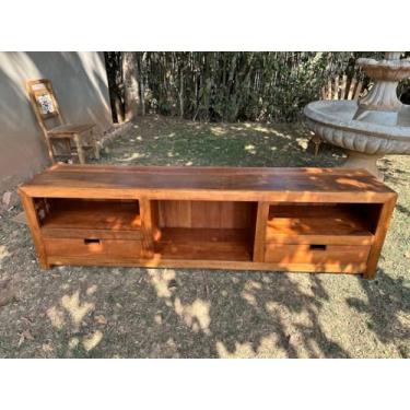 Imagem de Rack para TV em Madeira de Demolição, 3 Nichos, 2 Gavetas, Acabamento Rústico