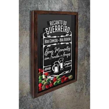 Imagem de Quadro Porta Tampinhas Recanto do Guerreiro - Quadro Novo, Marrom, 37x