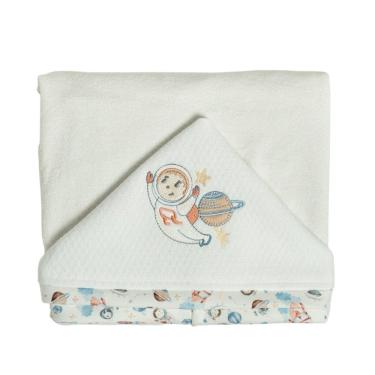 Imagem de Toalha De Banho Bebê Espacial Com Touca Até 3 Anos - Hug
