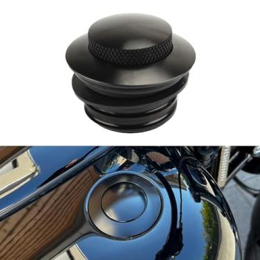 Imagem de Tampa de tanque de gás de óleo combustível para motocicleta, pressão para tanque de combustível, tampa de gás pop-up para Harley Sportster 1200 883 XL 72 Dyna Super Glide CVO Preto