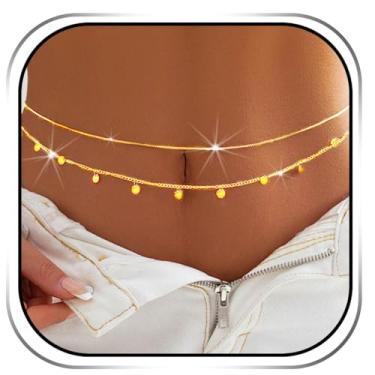 Imagem de Reetan Correntes de barriga em camadas, corrente de cintura dourada, biquíni de praia, acessórios de joias corporais modernas para mulheres e meninas
