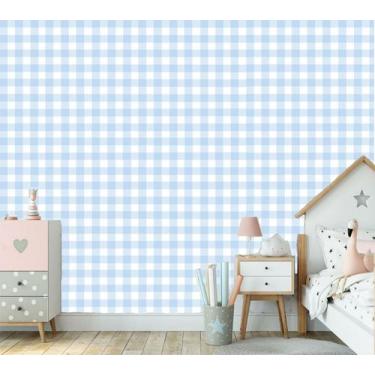 Imagem de Papel De Parede Xadrez Vichy Autocolante Quarto Infantil AZUL BEBE - B