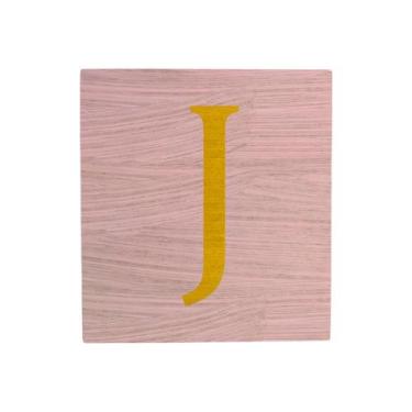 Imagem de Cubo Rosa Bebê Letra Amarela Festa Chá de Bebê Decoração 8x8x8 Cm Mdf 