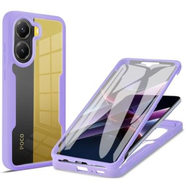 Imagem de MRRSIWEI Capa para Xiaomi Poco X7 Pro, [Protetor de tela embutido] [À prova de choque de grau militar] Capa protetora robusta transparente de 360° para Xiaomi Poco X7 Pro. Roxo completo